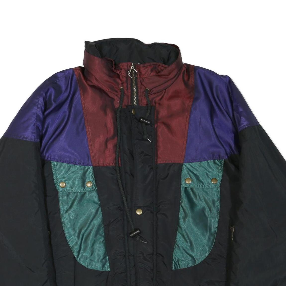 MCGREGOR Mens Black & Burgundy & Purple Colourblock Nylon Zip Jacket L Polyester