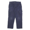 CARHARTT Mens Relaxed Navy Cargo Trousers W34 L30 Cotton Blend Zip Pocketed