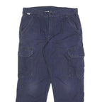 CARHARTT Mens Relaxed Navy Cargo Trousers W34 L30 Cotton Blend Zip Pocketed