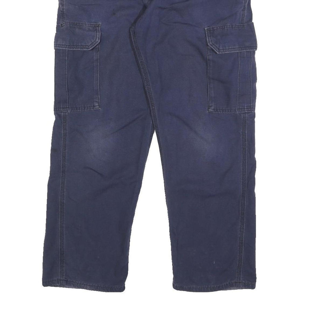CARHARTT Mens Relaxed Navy Cargo Trousers W34 L30 Cotton Blend Zip Pocketed