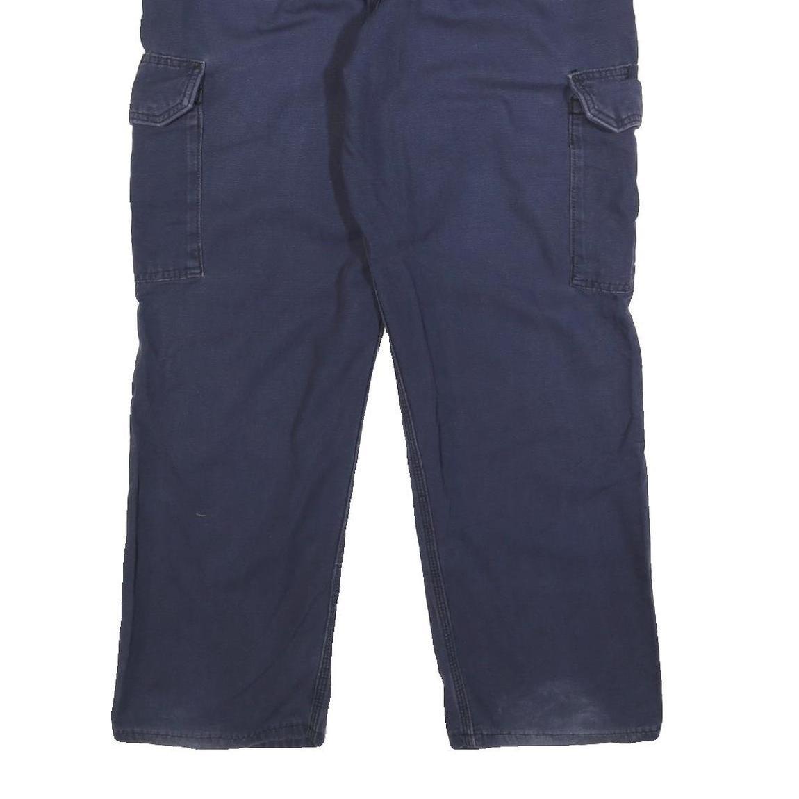 CARHARTT Mens Relaxed Navy Cargo Trousers W34 L30 Cotton Blend Zip Pocketed