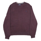 CHAPS Mens Maroon Plain Cotton Jumper Crew Neck Basic Knit 2XL Classic
