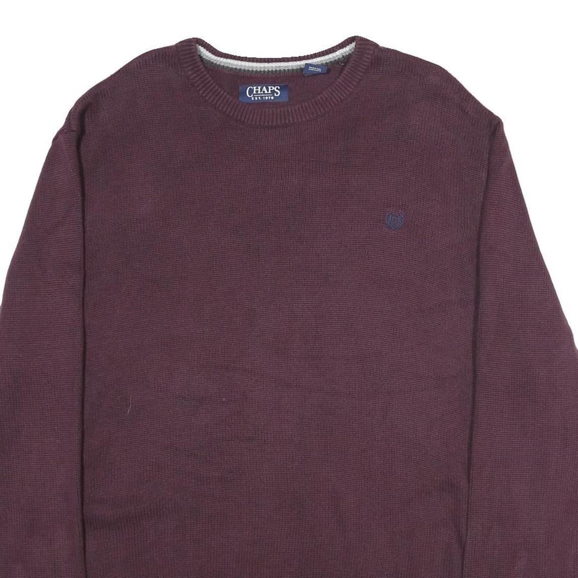 CHAPS Mens Maroon Plain Cotton Jumper Crew Neck Basic Knit 2XL Classic