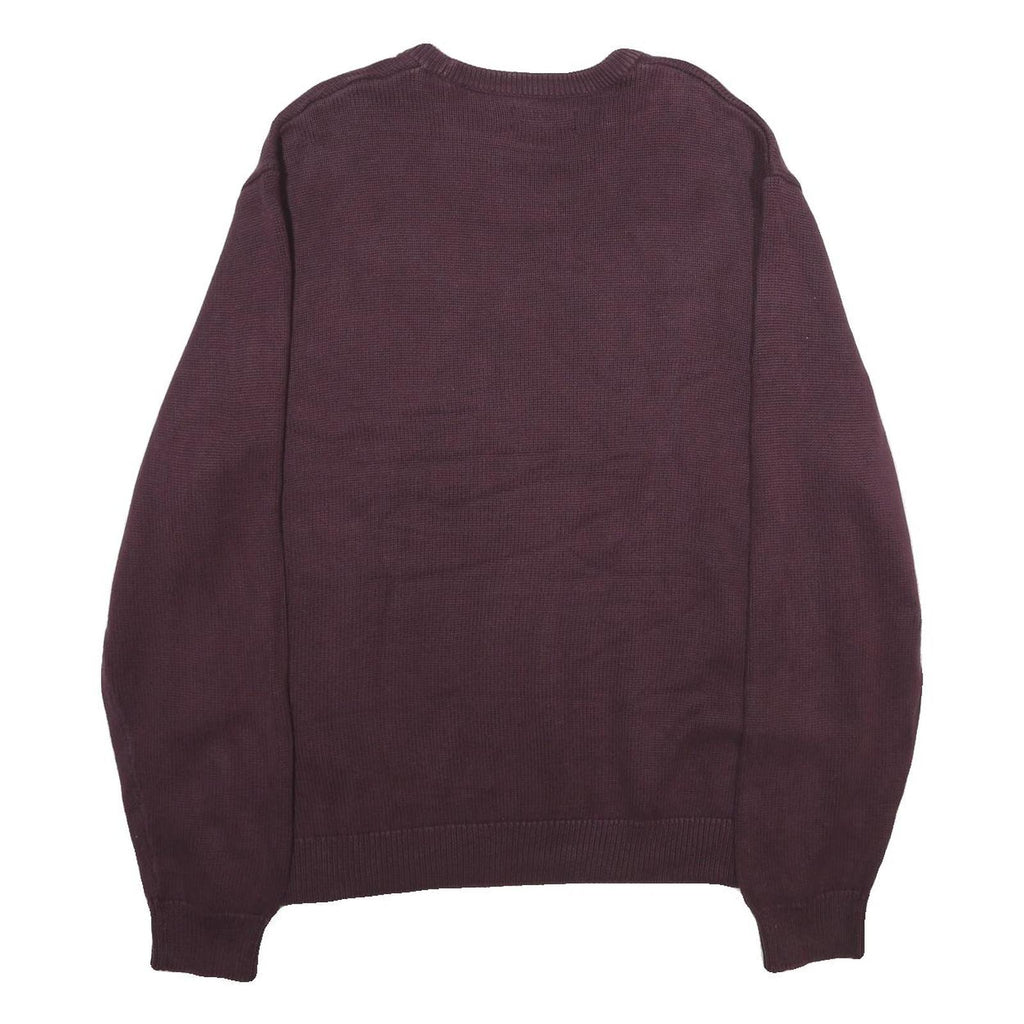 CHAPS Mens Maroon Plain Cotton Jumper Crew Neck Basic Knit 2XL Classic