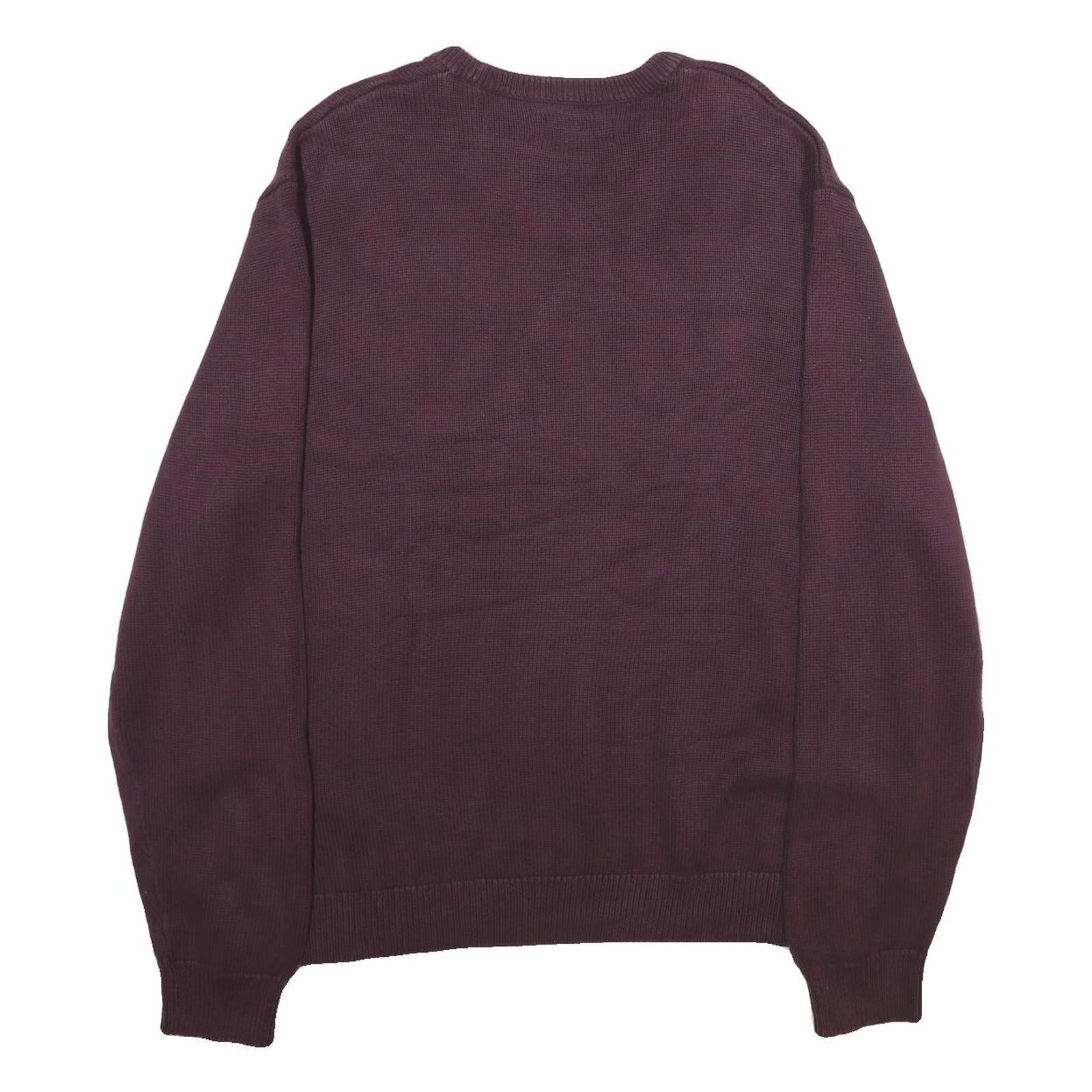 CHAPS Mens Maroon Plain Cotton Jumper Crew Neck Basic Knit 2XL Classic