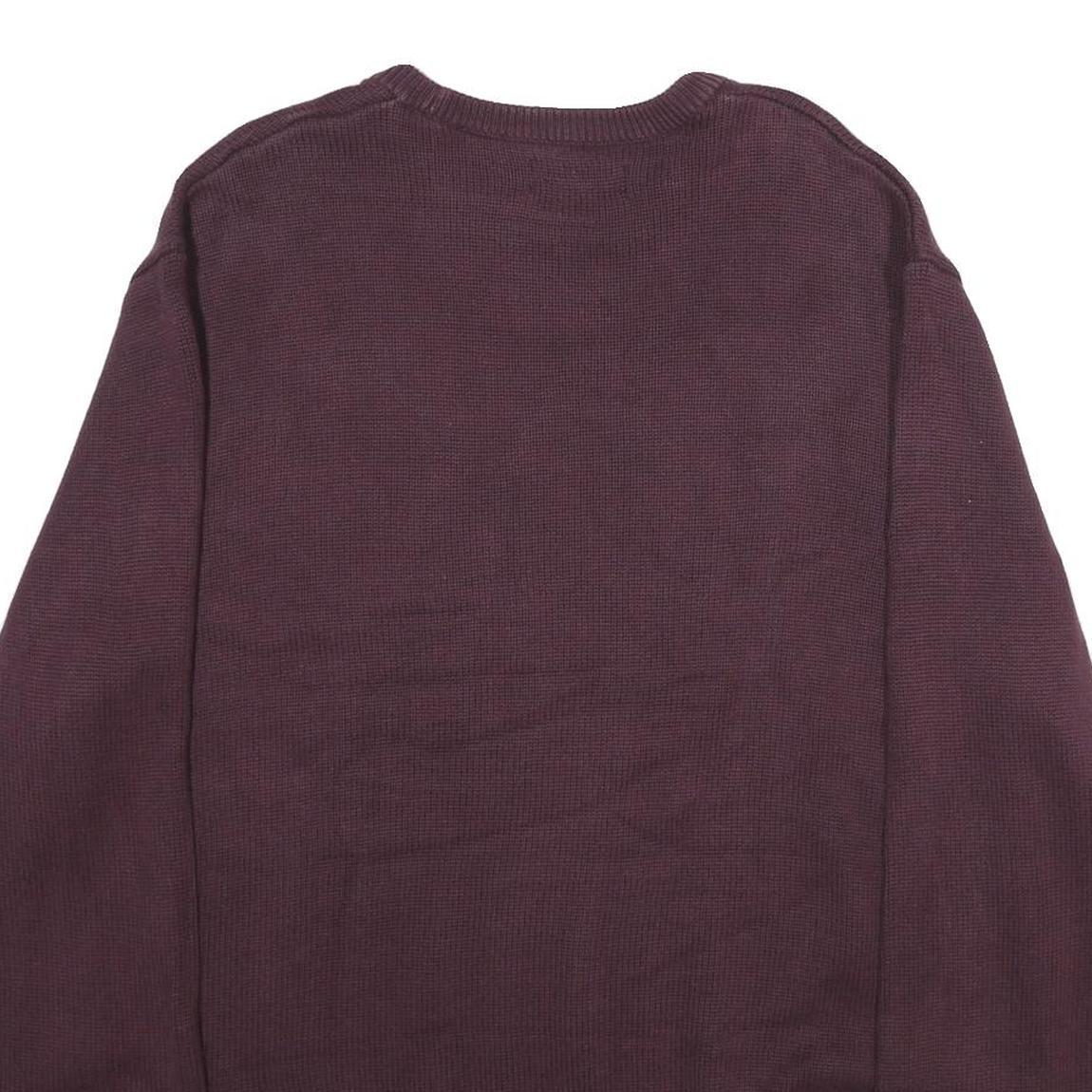 CHAPS Mens Maroon Plain Cotton Jumper Crew Neck Basic Knit 2XL Classic
