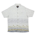 WOOLRICH Mens White & Blue Printed Cotton Blend Shirt L Holiday Casual Relaxed