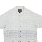 WOOLRICH Mens White & Blue Printed Cotton Blend Shirt L Holiday Casual Relaxed