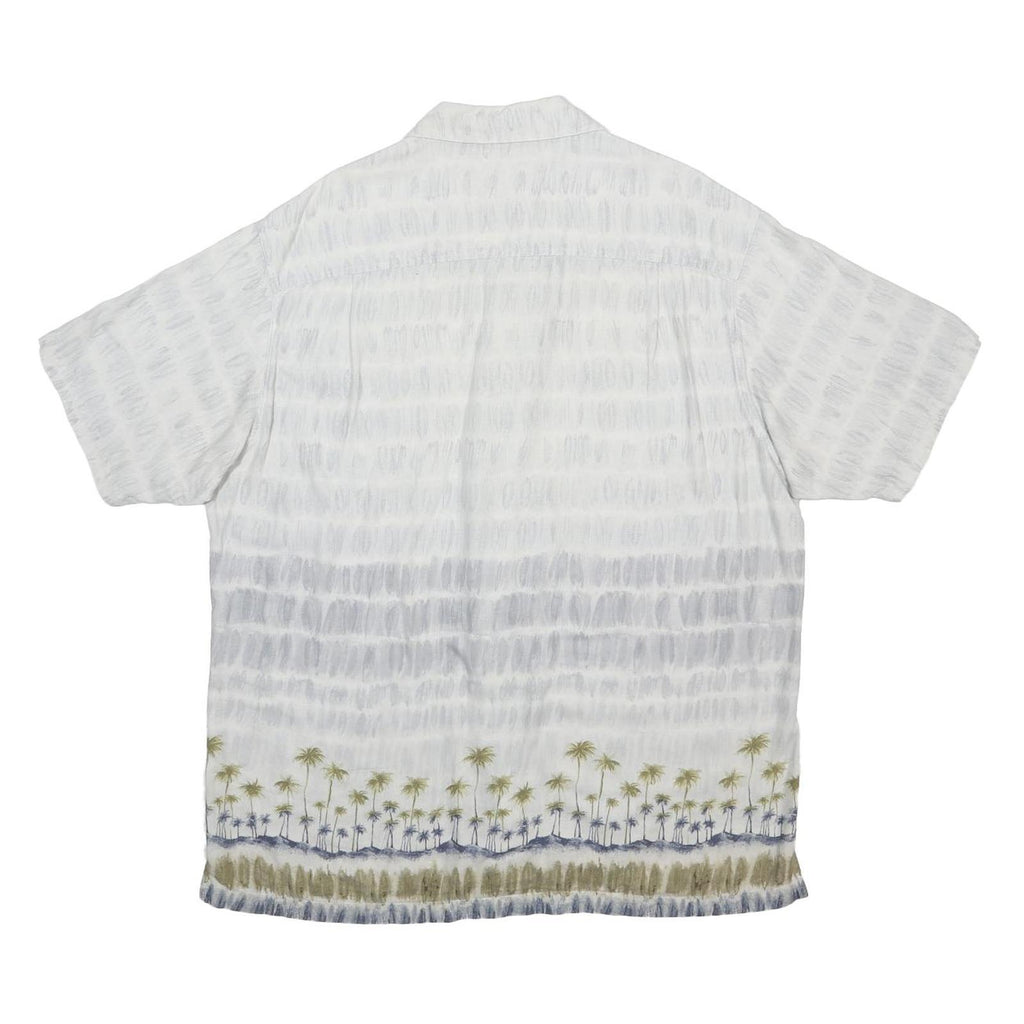 WOOLRICH Mens White & Blue Printed Cotton Blend Shirt L Holiday Casual Relaxed