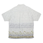 WOOLRICH Mens White & Blue Printed Cotton Blend Shirt L Holiday Casual Relaxed