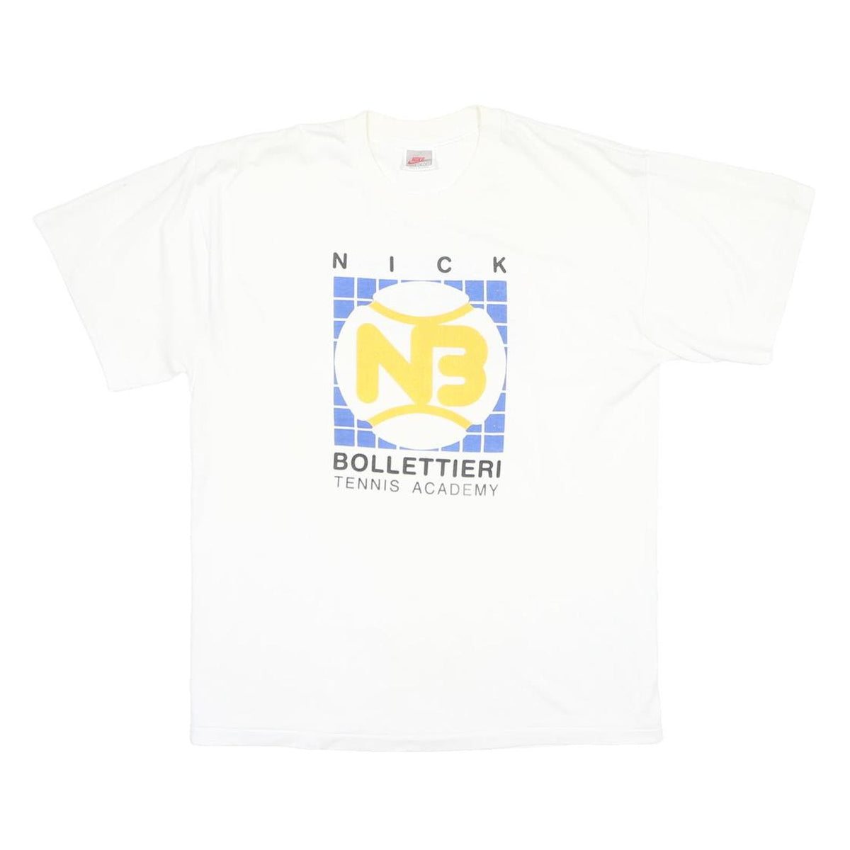 NIKE Mens White Graphic T-Shirt XL Short Sleeve Crew Neck Tennis Academy