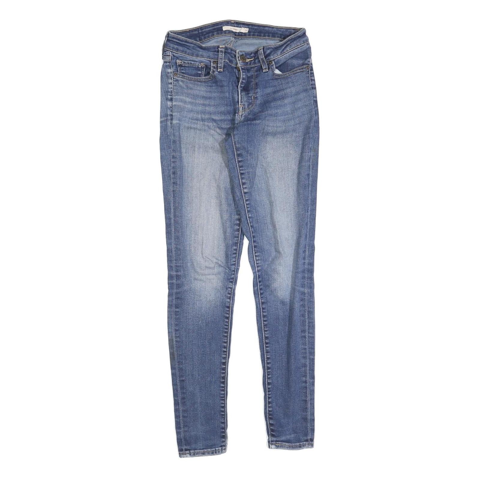 LEVI'S 711 Womens Slim Blue Denim Jeans Cotton Blend W24 L30 Stylish Zip