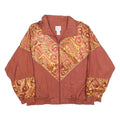 BOLD SPIRIT Womens Rust Red & Gold Zip Jacket L Nylon Patterned Stylish