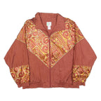 BOLD SPIRIT Womens Rust Red & Gold Zip Jacket L Nylon Patterned Stylish