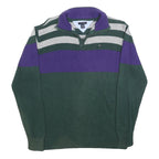 TOMMY HILFIGER Boys Green & Purple Patterned Cotton Jumper Half Zip Chunky Knit