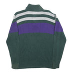 TOMMY HILFIGER Boys Green & Purple Patterned Cotton Jumper Half Zip Chunky Knit