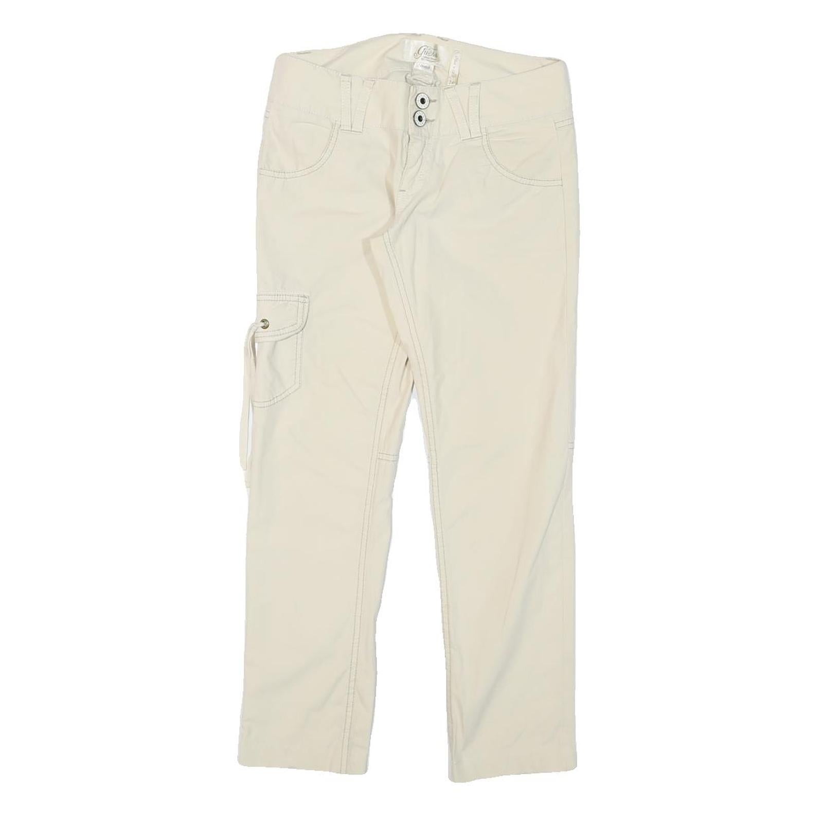 GUESS Womens Cotton Blend White Slim Straight Trousers W28 L26 Casual Denim