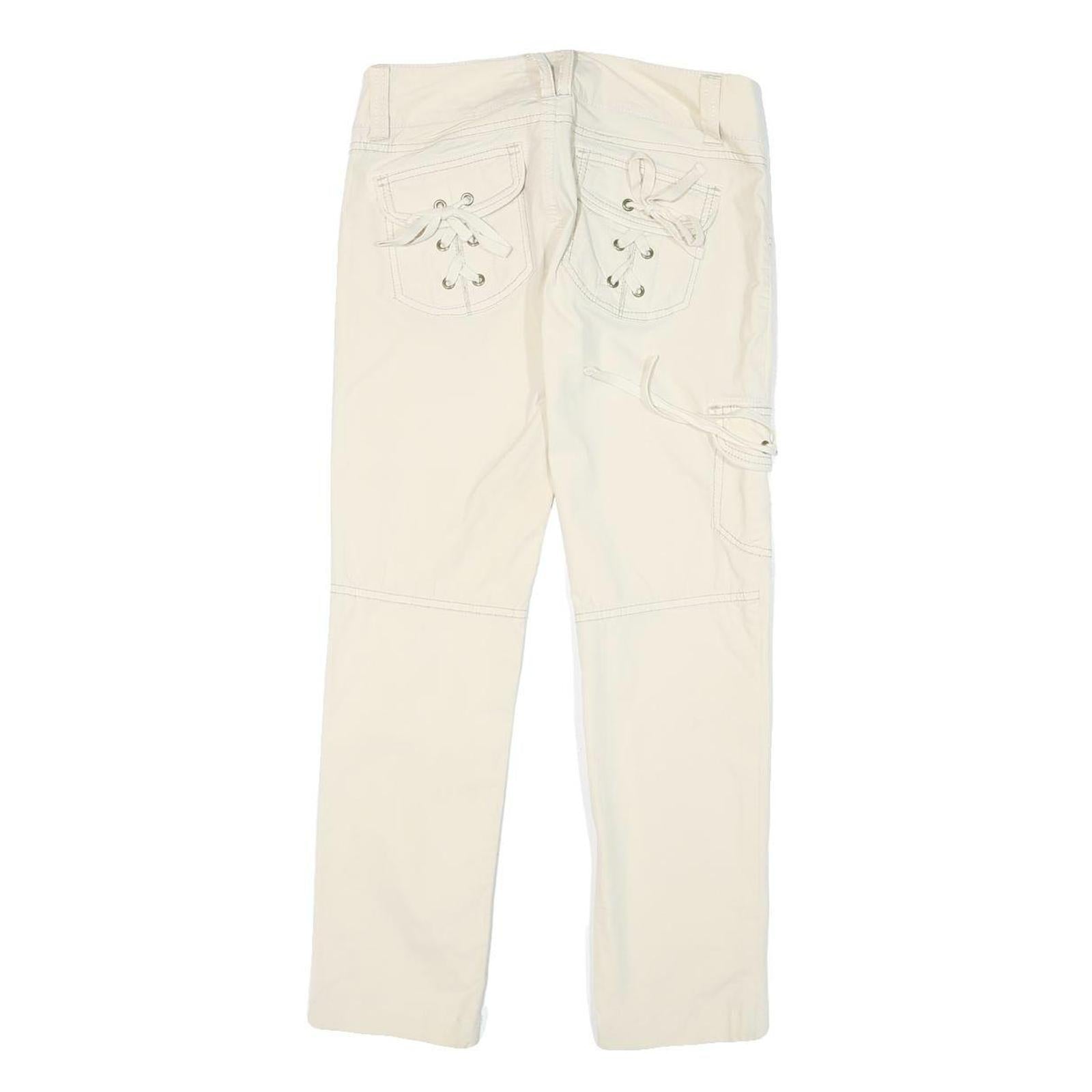 GUESS Womens Cotton Blend White Slim Straight Trousers W28 L26 Casual Denim