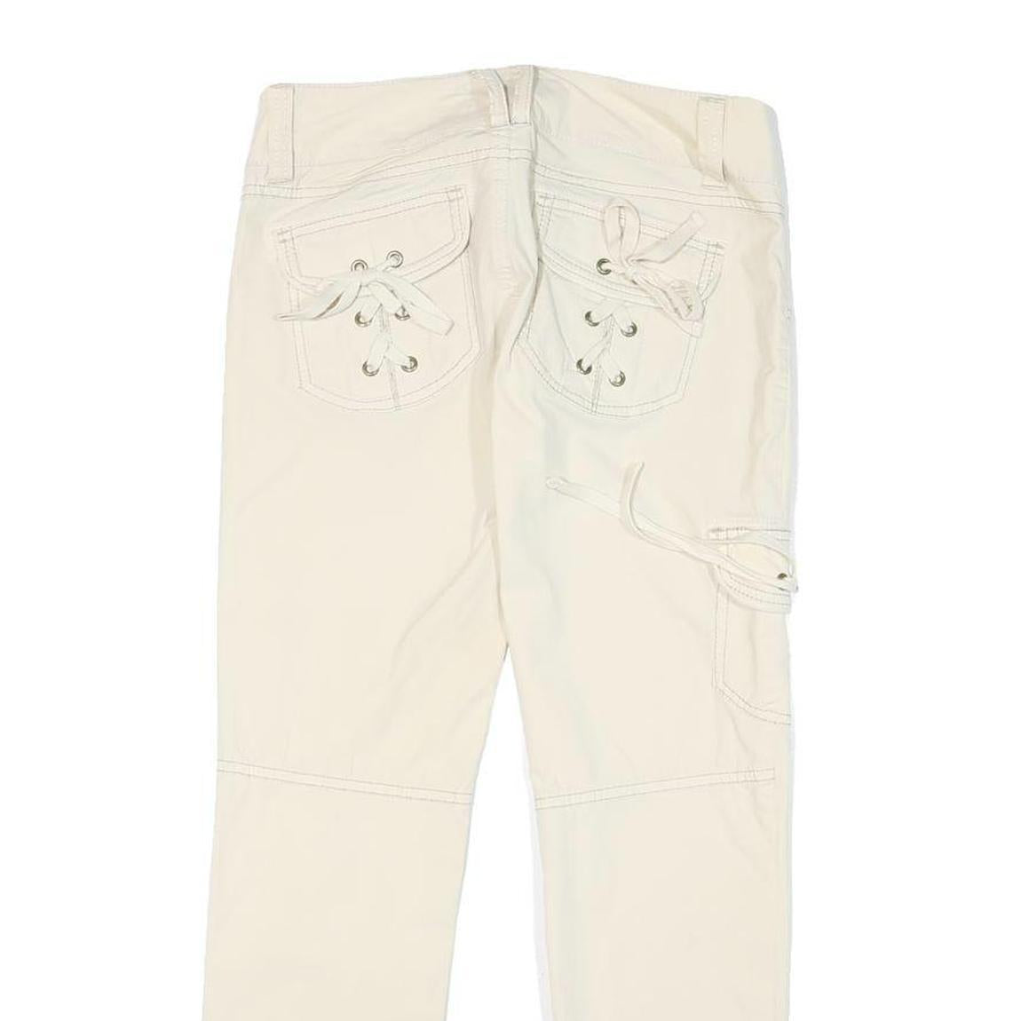 GUESS Womens Cotton Blend White Slim Straight Trousers W28 L26 Casual Denim