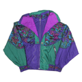 OTELLO PELLO Mens Green & Purple Patterned Zip Jacket S Polyester Retro
