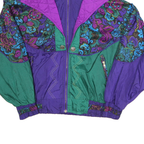 OTELLO PELLO Mens Green & Purple Patterned Zip Jacket S Polyester Retro