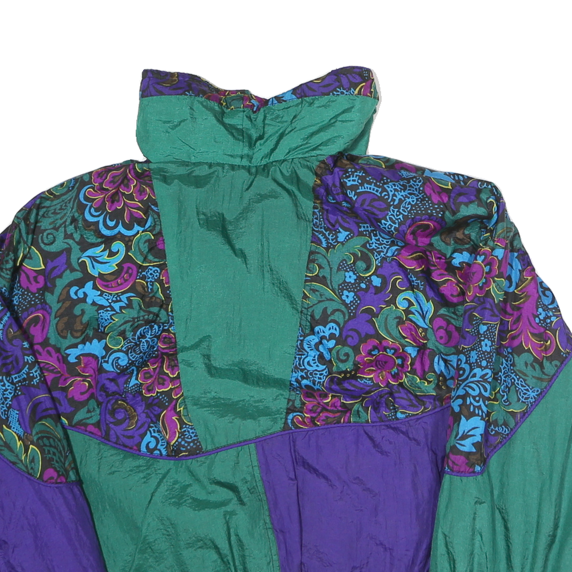 OTELLO PELLO Mens Green & Purple Patterned Zip Jacket S Polyester Retro