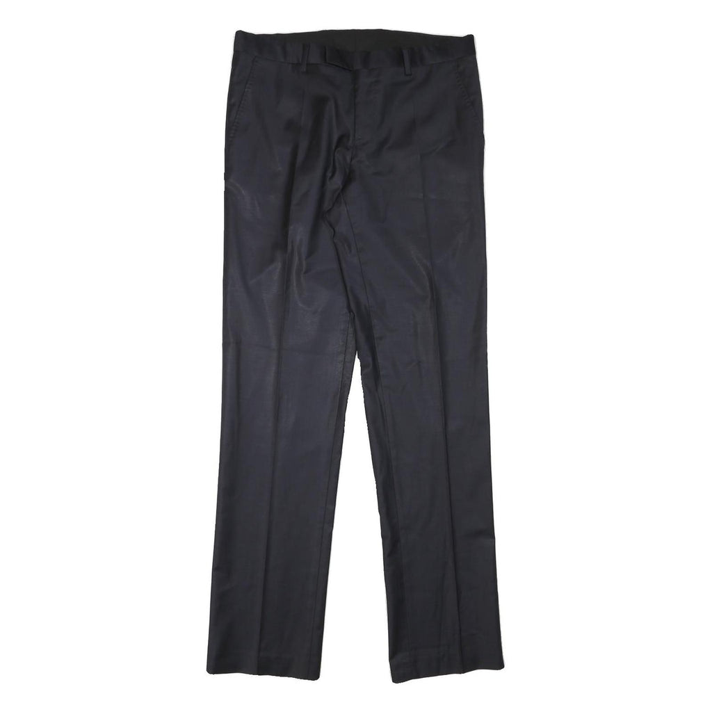 DKNY Mens Wool Blend Black Regular Fit Straight Trousers W32 L33 Elegant