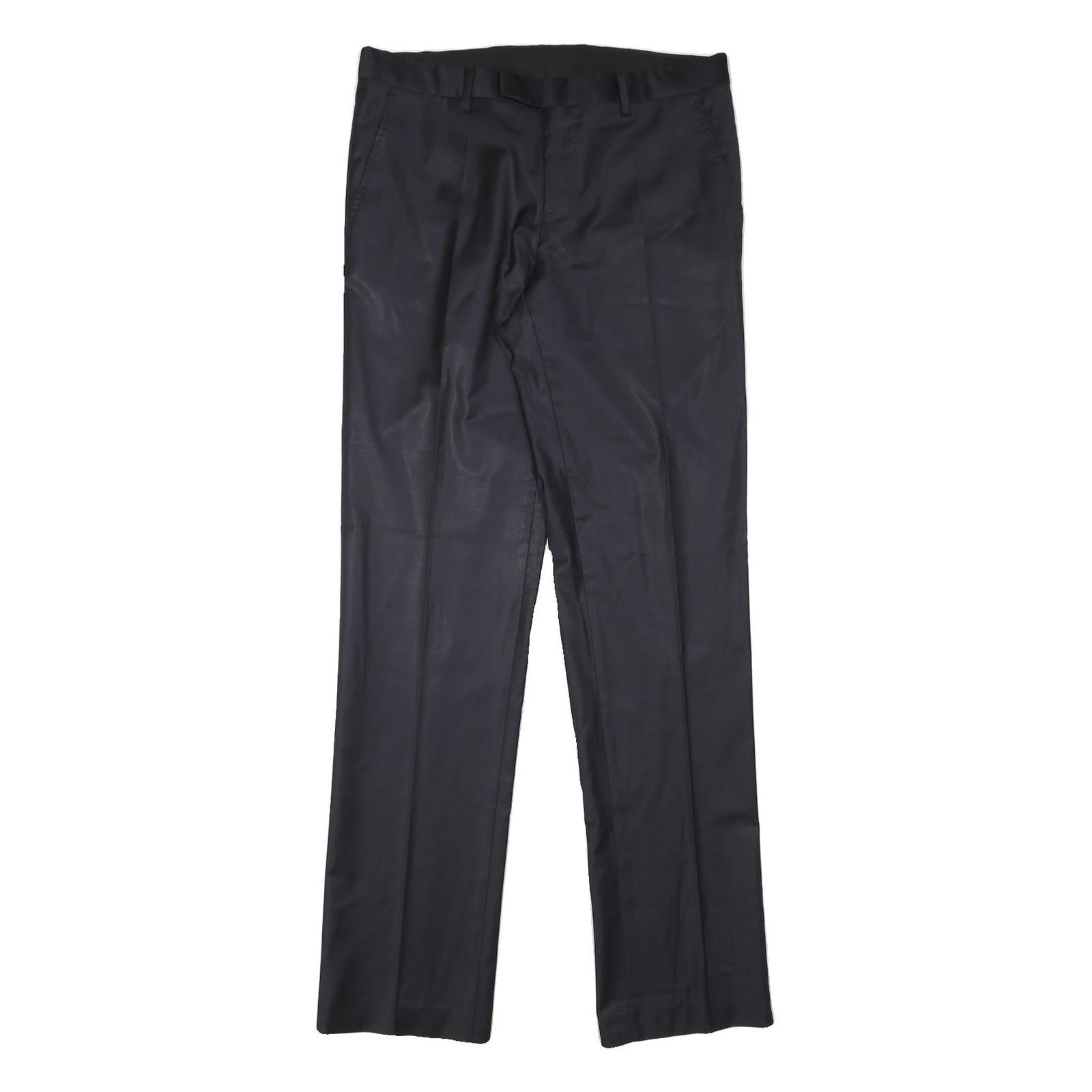 DKNY Mens Wool Blend Black Regular Fit Straight Trousers W32 L33 Elegant