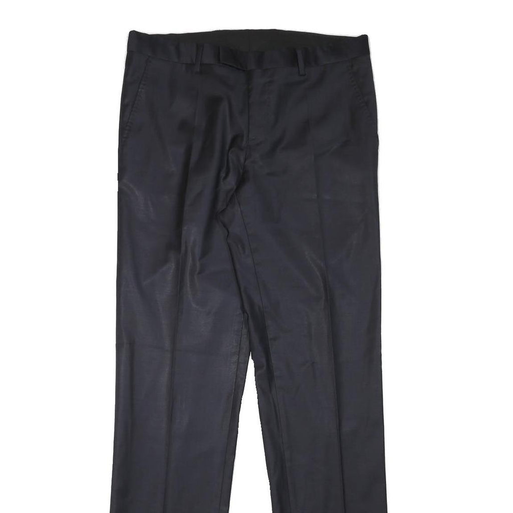 DKNY Mens Wool Blend Black Regular Fit Straight Trousers W32 L33 Elegant