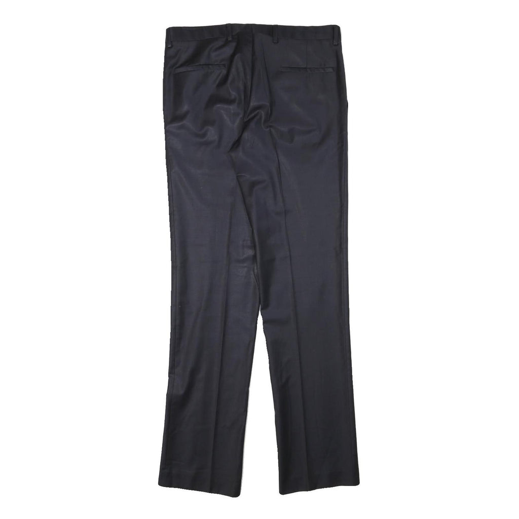 DKNY Mens Wool Blend Black Regular Fit Straight Trousers W32 L33 Elegant