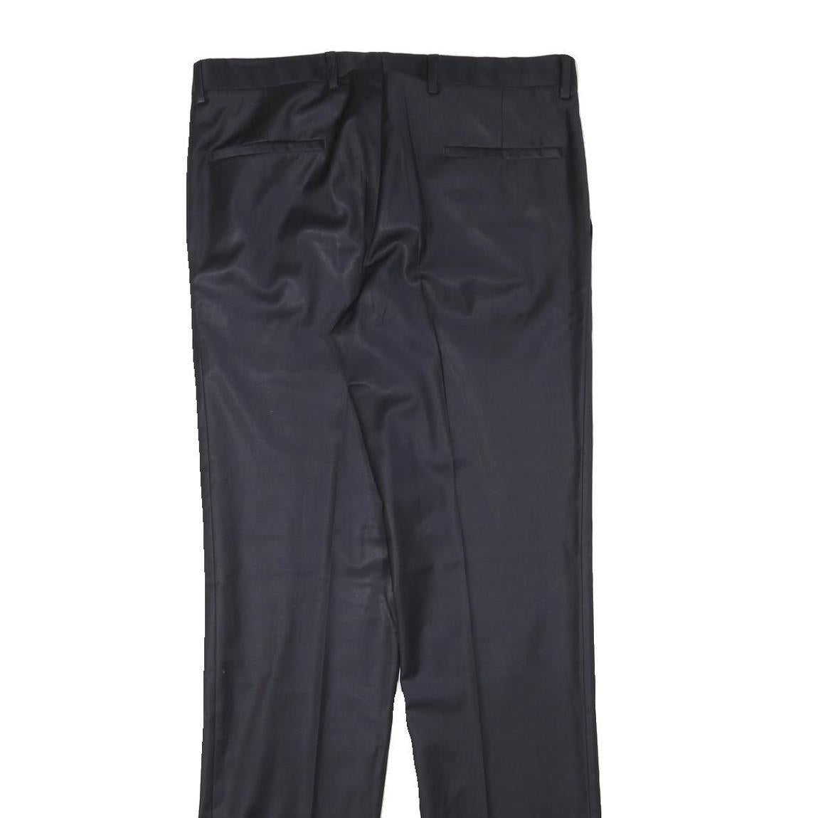 DKNY Mens Wool Blend Black Regular Fit Straight Trousers W32 L33 Elegant