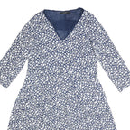 WEEKEND MAX MARA Womens Blue & White Floral Day Dress Viscose Blend 3/4 Sleeve