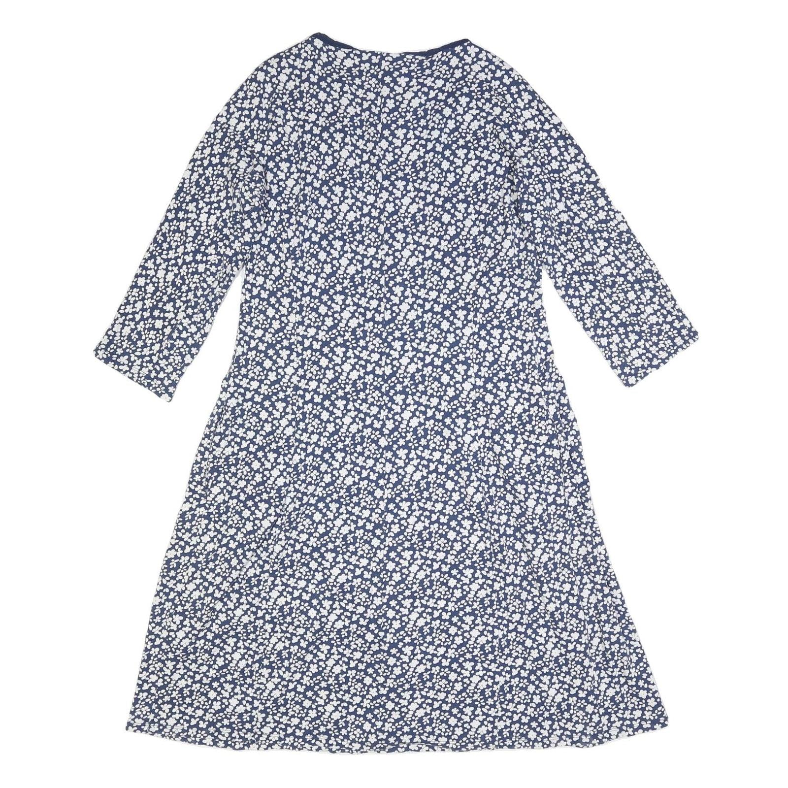 WEEKEND MAX MARA Womens Blue & White Floral Day Dress Viscose Blend 3/4 Sleeve