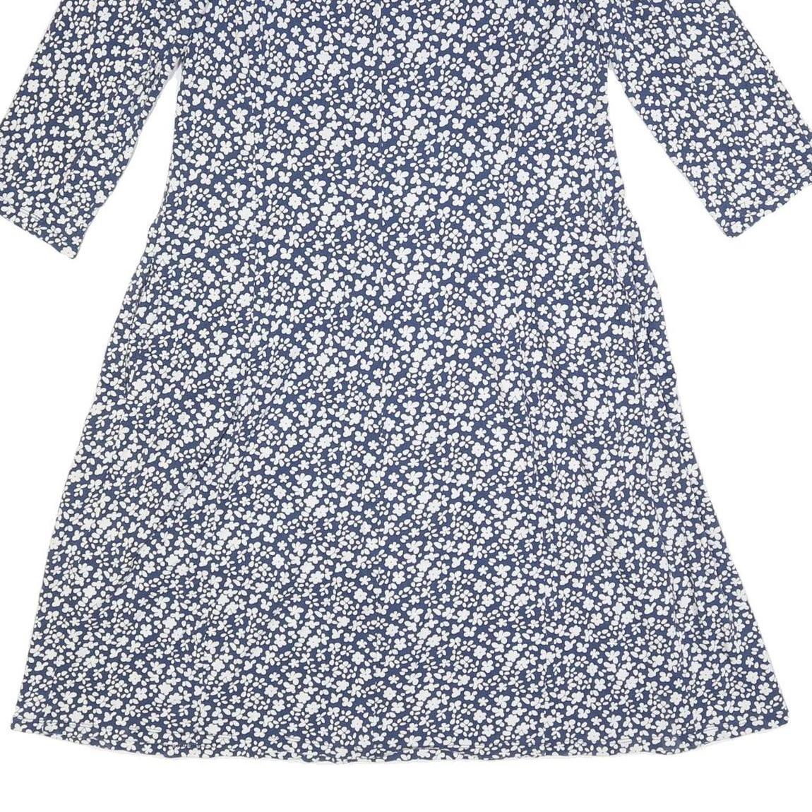 WEEKEND MAX MARA Womens Blue & White Floral Day Dress Viscose Blend 3/4 Sleeve