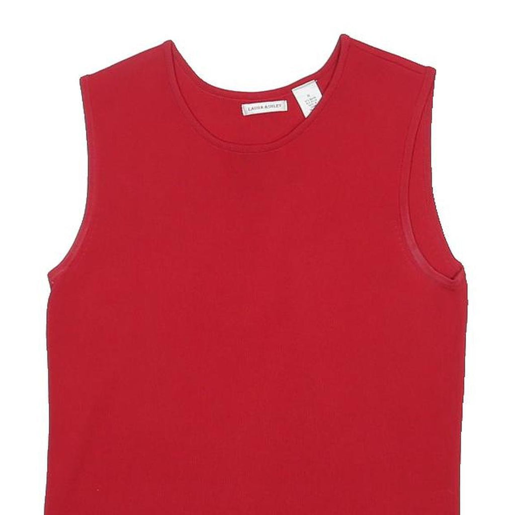LAURA ASHLEY Womens Red Sleeveless Round Neck Plain Top M Rayon Jersey