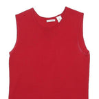 LAURA ASHLEY Womens Red Sleeveless Round Neck Plain Top M Rayon Jersey
