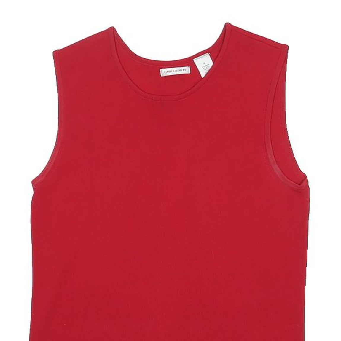 LAURA ASHLEY Womens Red Sleeveless Round Neck Plain Top M Rayon Jersey