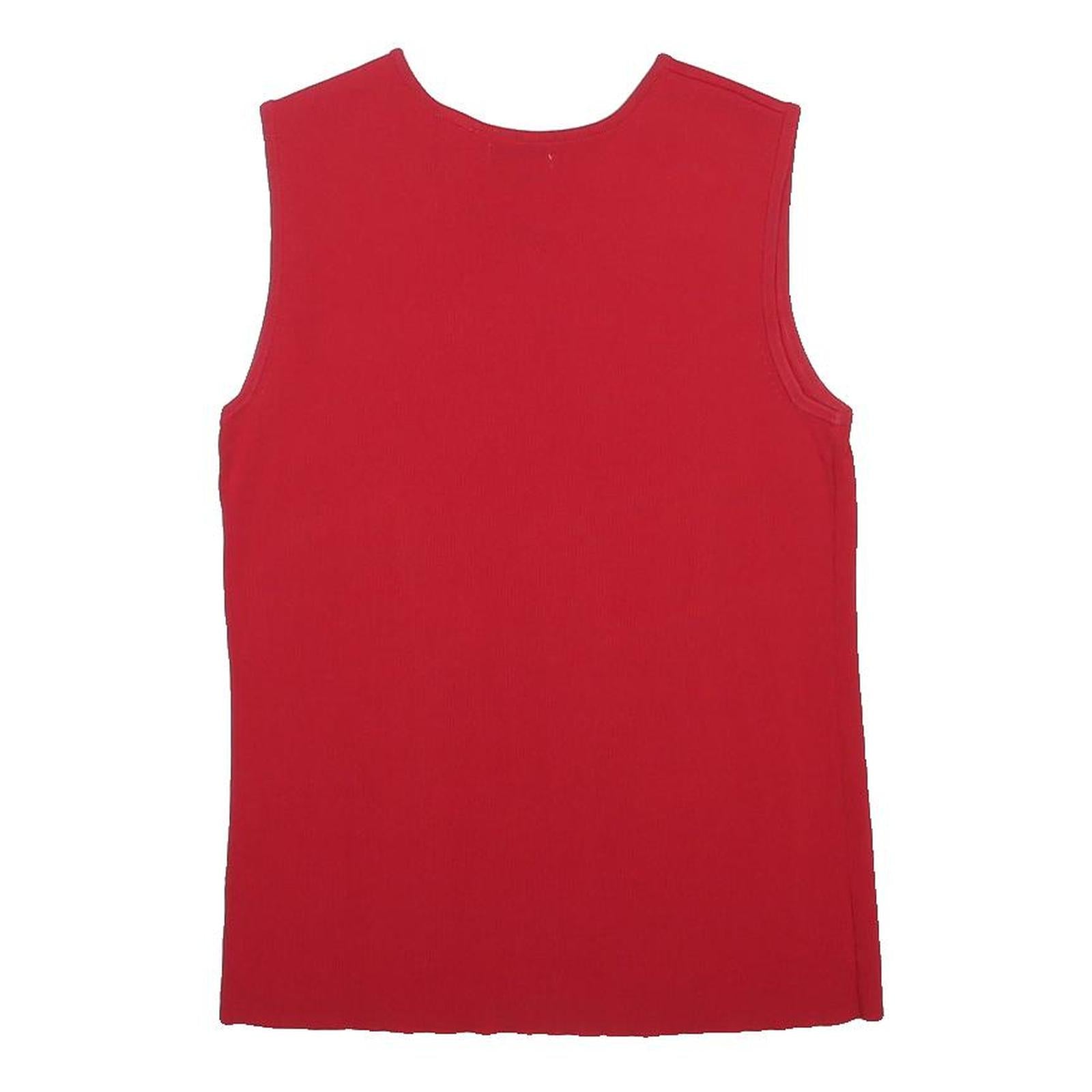 LAURA ASHLEY Womens Red Sleeveless Round Neck Plain Top M Rayon Jersey