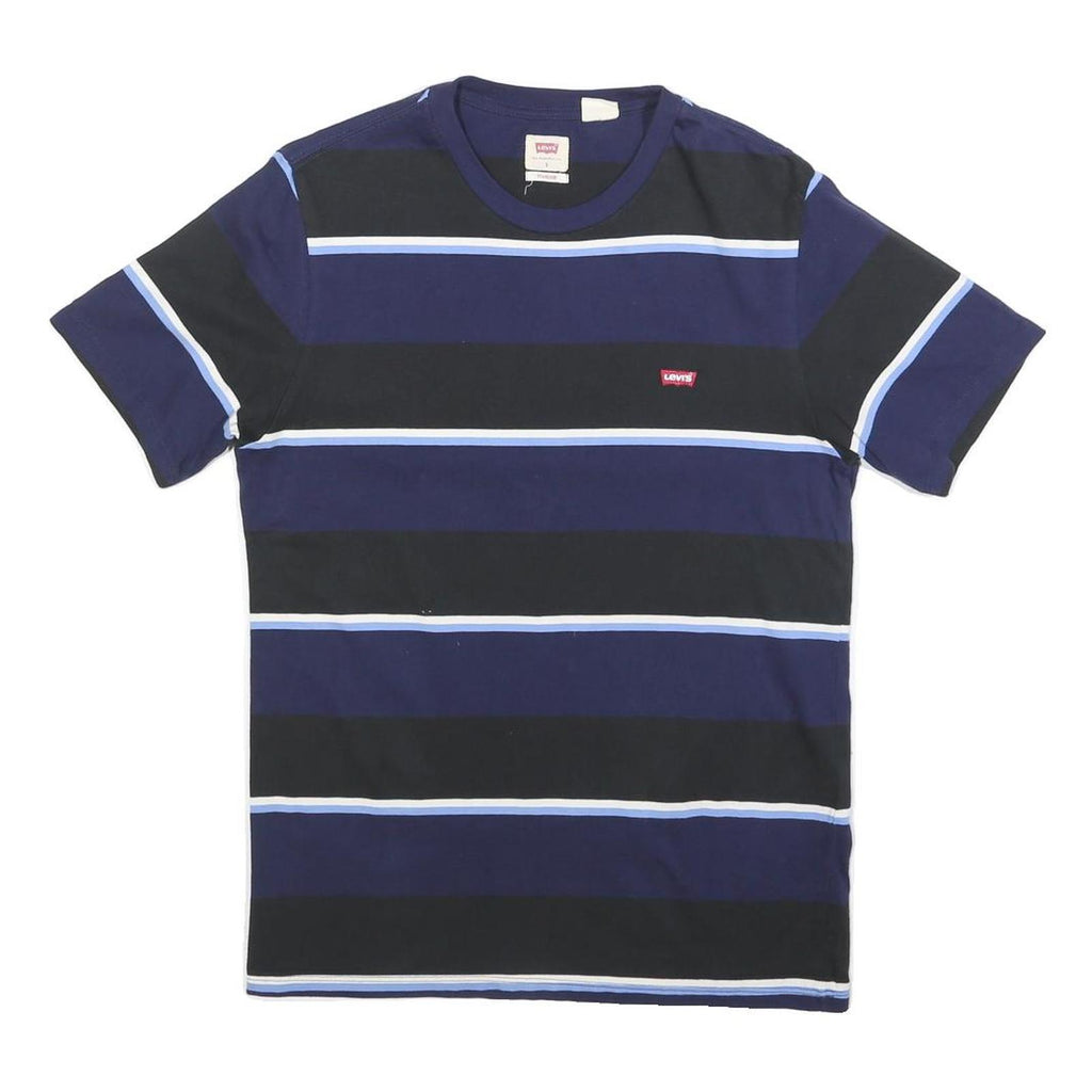 LEVI'S Mens Blue & Black Striped T-Shirt S Short Sleeve Crew Neck Casual Cotton