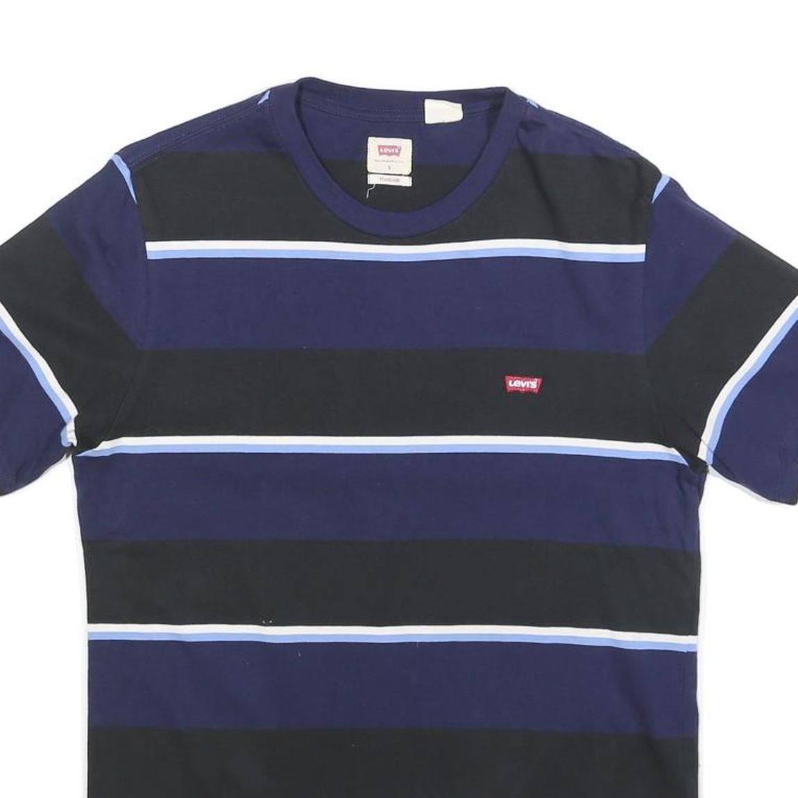 LEVI'S Mens Blue & Black Striped T-Shirt S Short Sleeve Crew Neck Casual Cotton