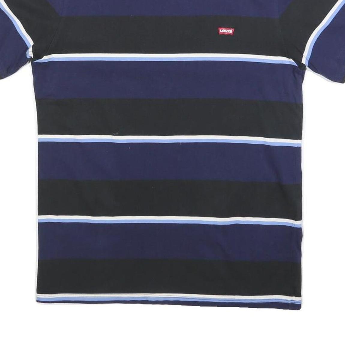 LEVI'S Mens Blue & Black Striped T-Shirt S Short Sleeve Crew Neck Casual Cotton