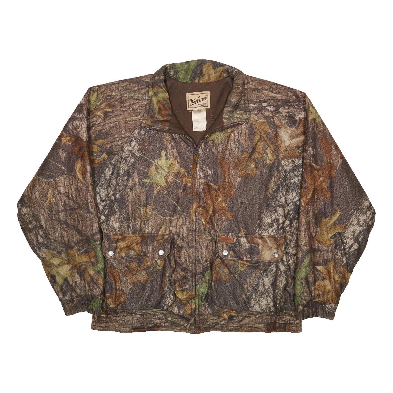 WOOLRICH Mens Brown Polyester Camouflage Zip Jacket L Outdoor Classic Fit