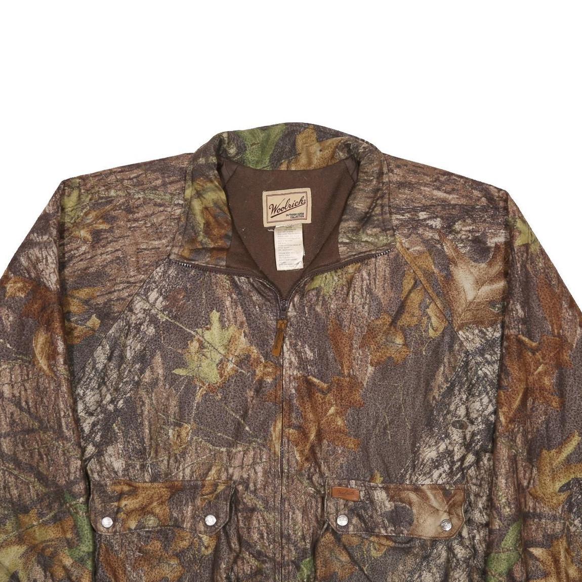 WOOLRICH Mens Brown Polyester Camouflage Zip Jacket L Outdoor Classic Fit