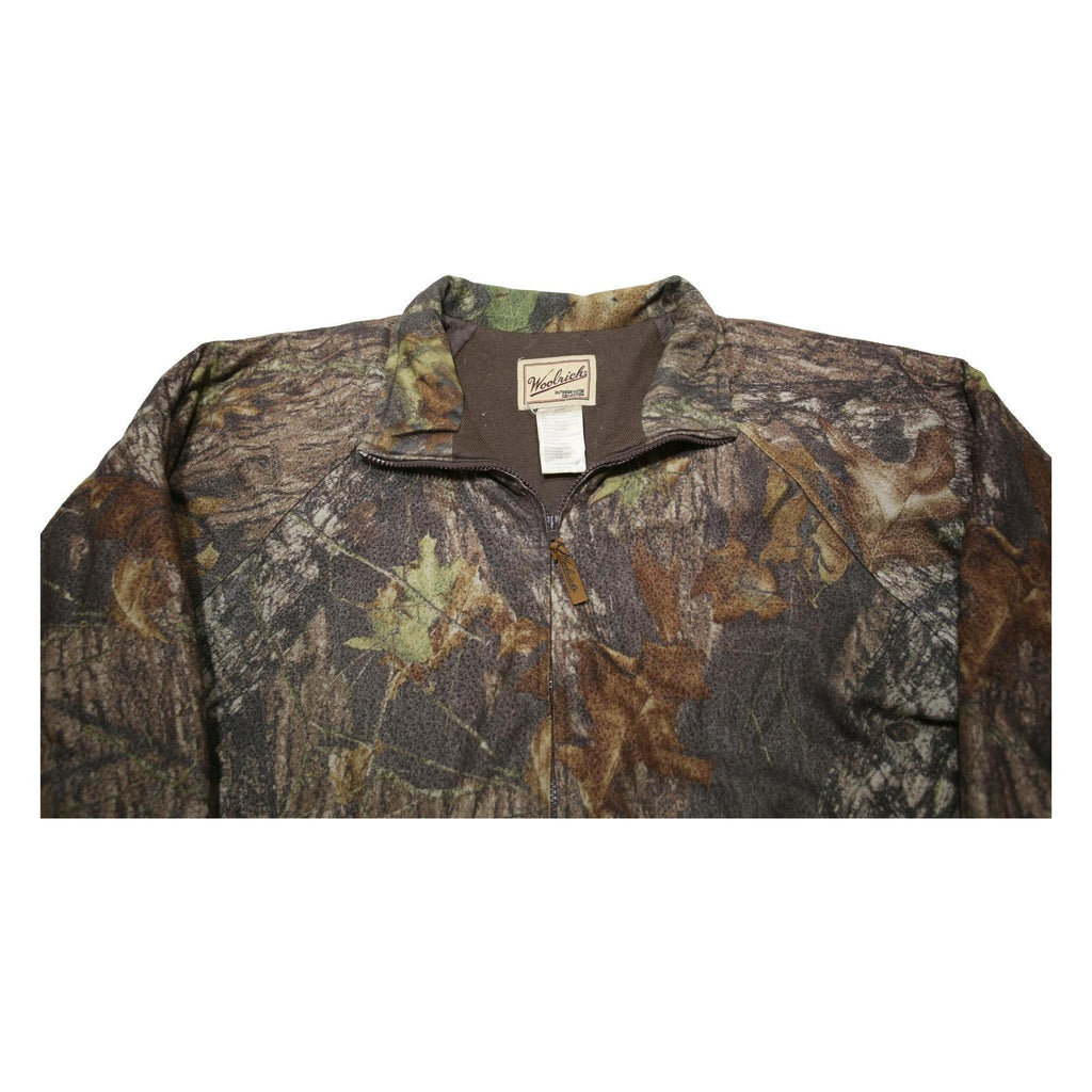 WOOLRICH Mens Brown Polyester Camouflage Zip Jacket L Outdoor Classic Fit