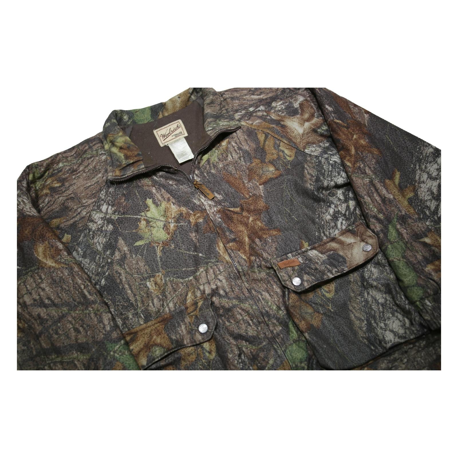 WOOLRICH Mens Brown Polyester Camouflage Zip Jacket L Outdoor Classic Fit