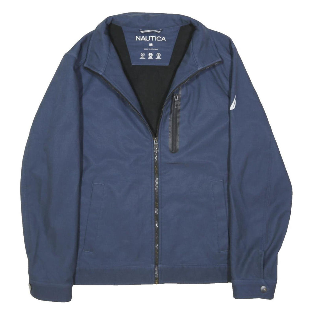 NAUTICA Mens Blue Zip Jacket M Polyester Blend Plain Logo Details Casual Outdoor