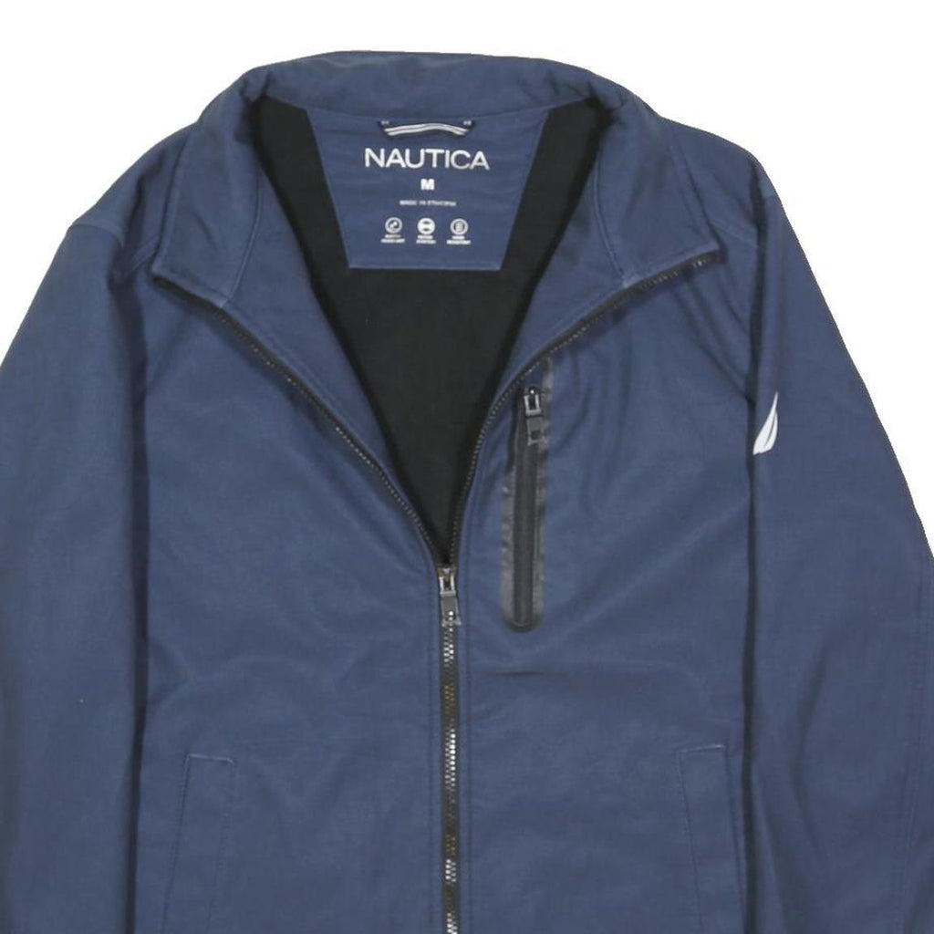 NAUTICA Mens Blue Zip Jacket M Polyester Blend Plain Logo Details Casual Outdoor
