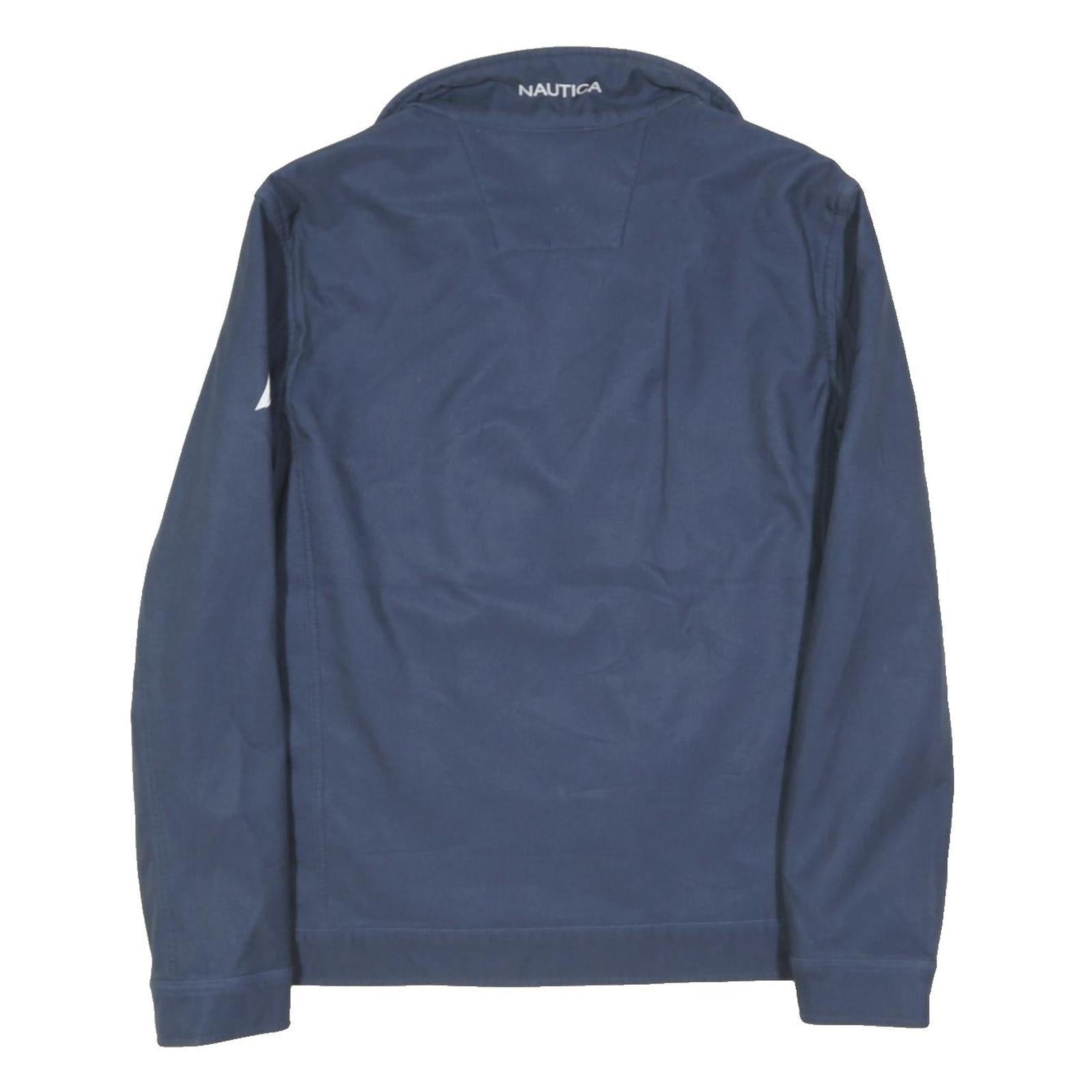 NAUTICA Mens Blue Zip Jacket M Polyester Blend Plain Logo Details Casual Outdoor