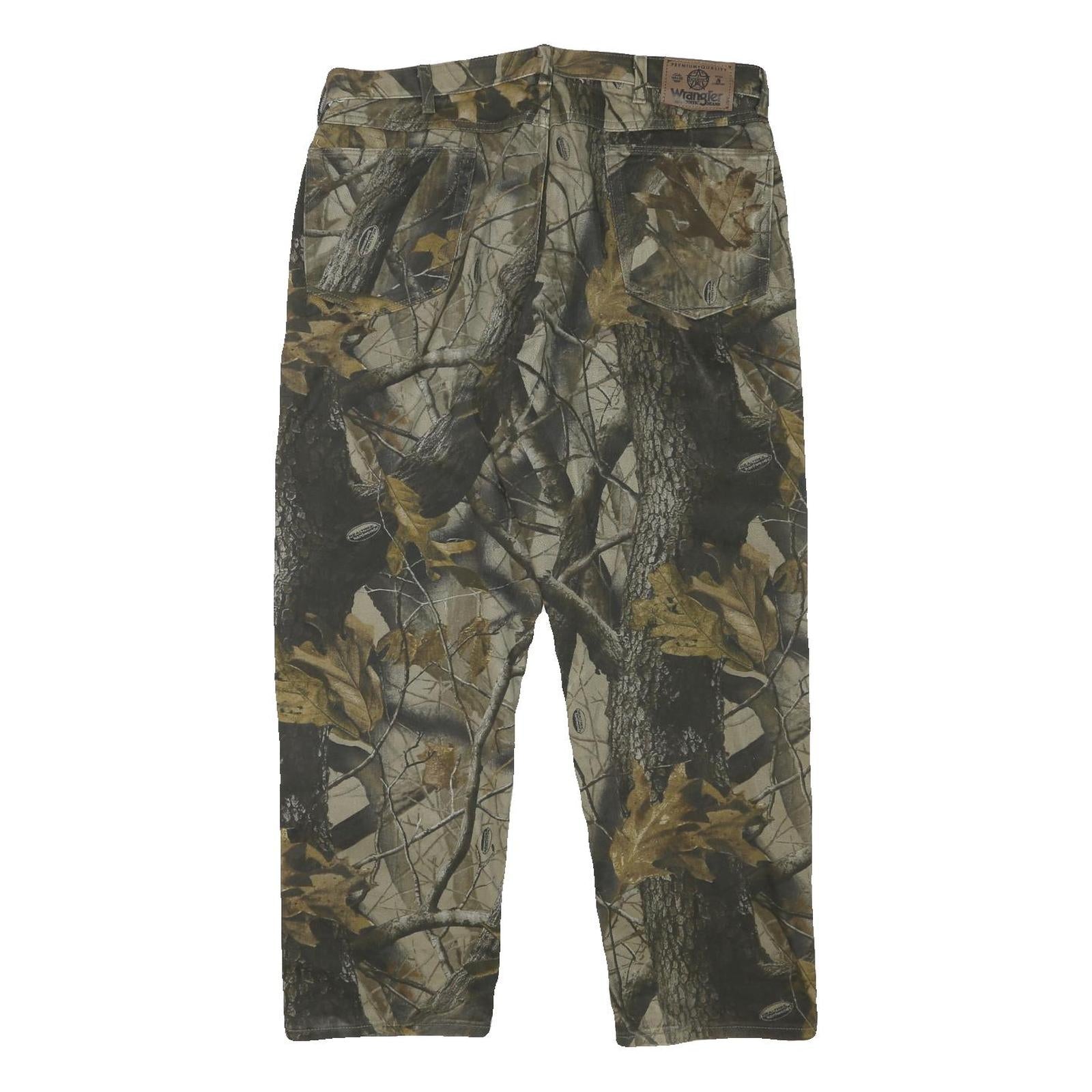 WRANGLER Mens Cotton Blend Camouflage Regular Straight Trousers W35 L29 Outdoor