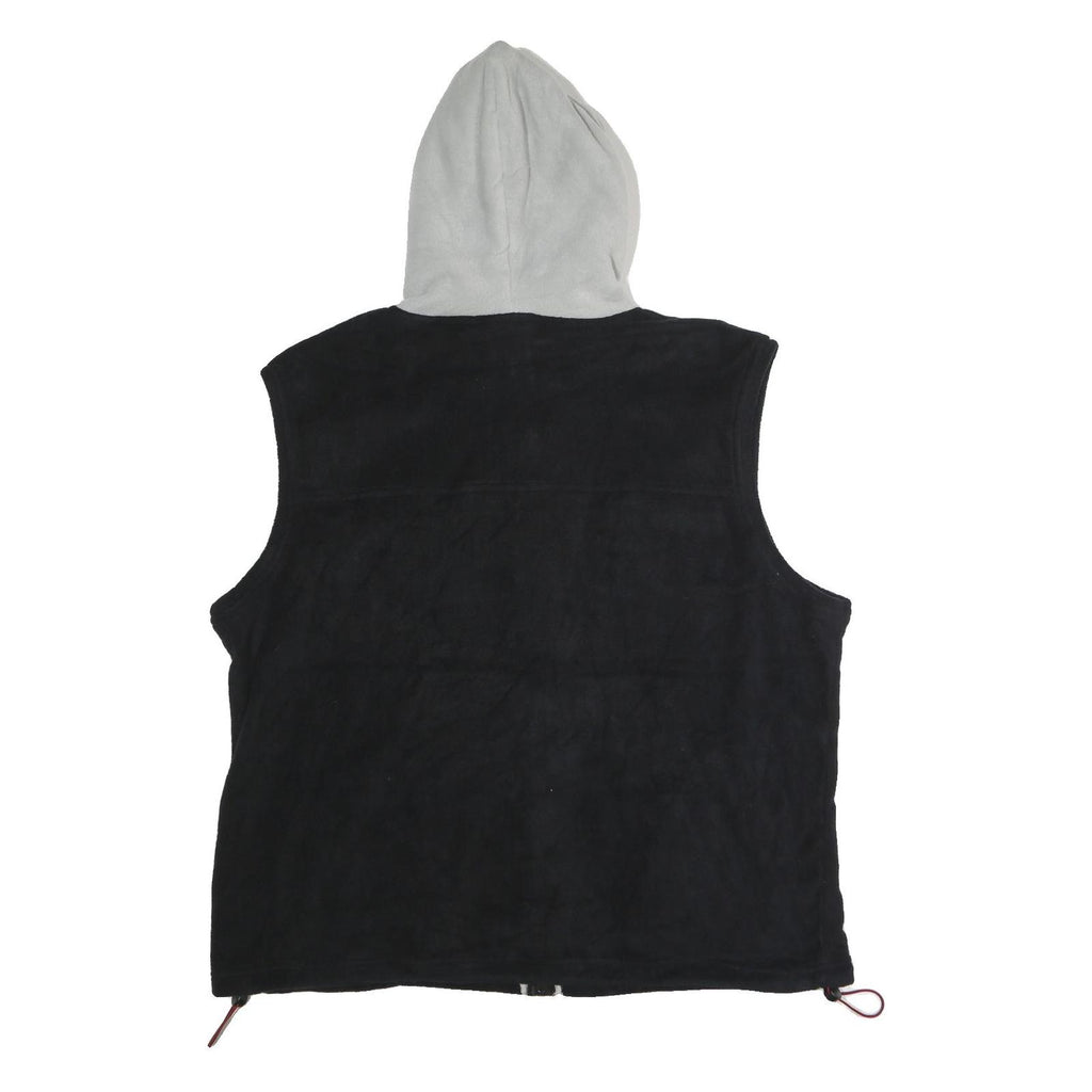 STARTER Mens Black & Grey Hooded Sleeveless Jacket XL Polyester Zip Hooded